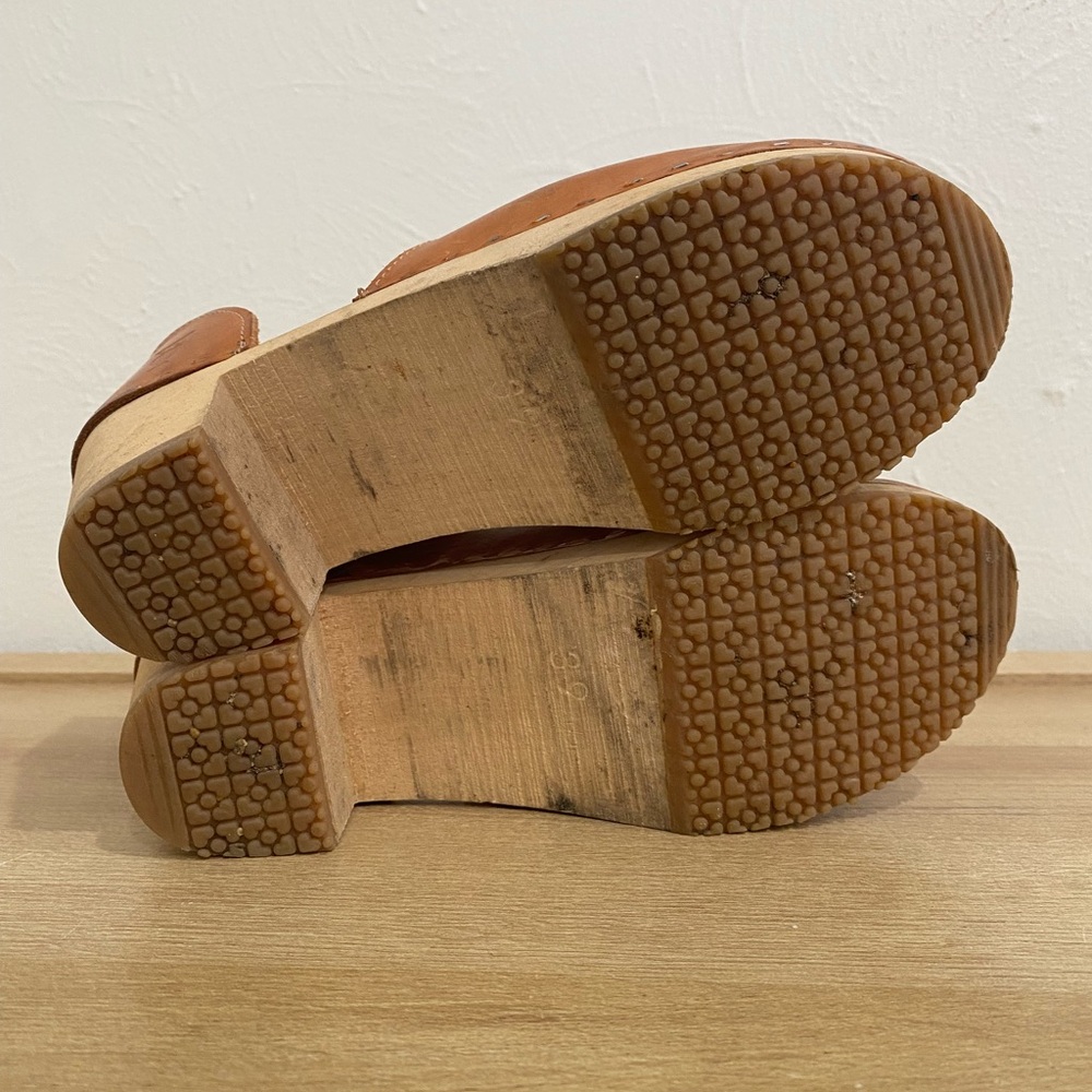 Sandgrens Brett Wooden Leather Clogs Brown EU 39 - Picture 9 of 11